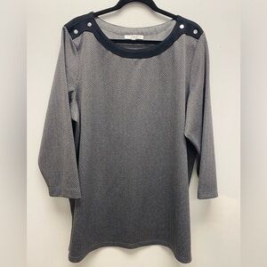 4 for $25 🍒 Cleo Black and Gray Patterned Long Scoop Neck Tunic / Top SIze XXL